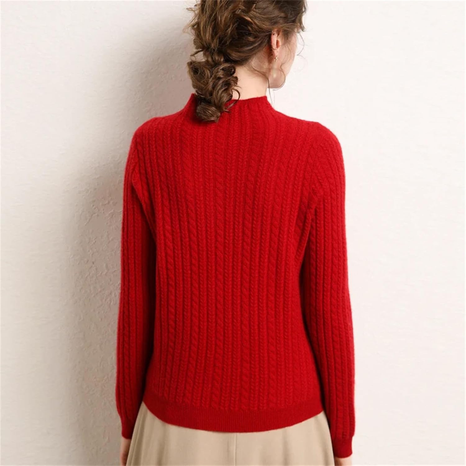 100% Cashmere Sweater Knitted Bottoming Shirt Women's V-Neck Pullover Winter Fashion Clothes - Image 2
