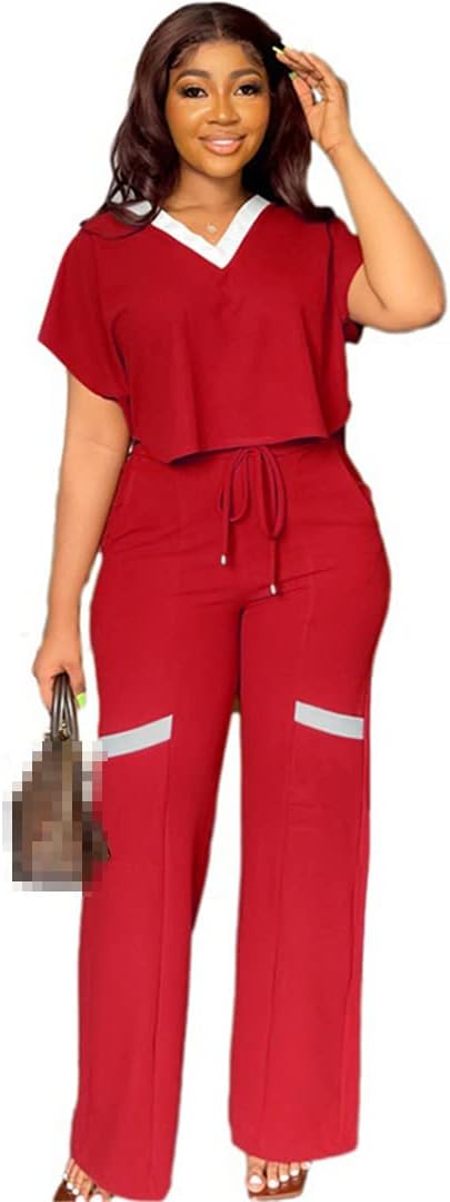 African Clothes Women 2 Piece Set T Shirt Tops and Pant Suits Set Summer Splice Fashion Office Lady Africa Clothing Outfits