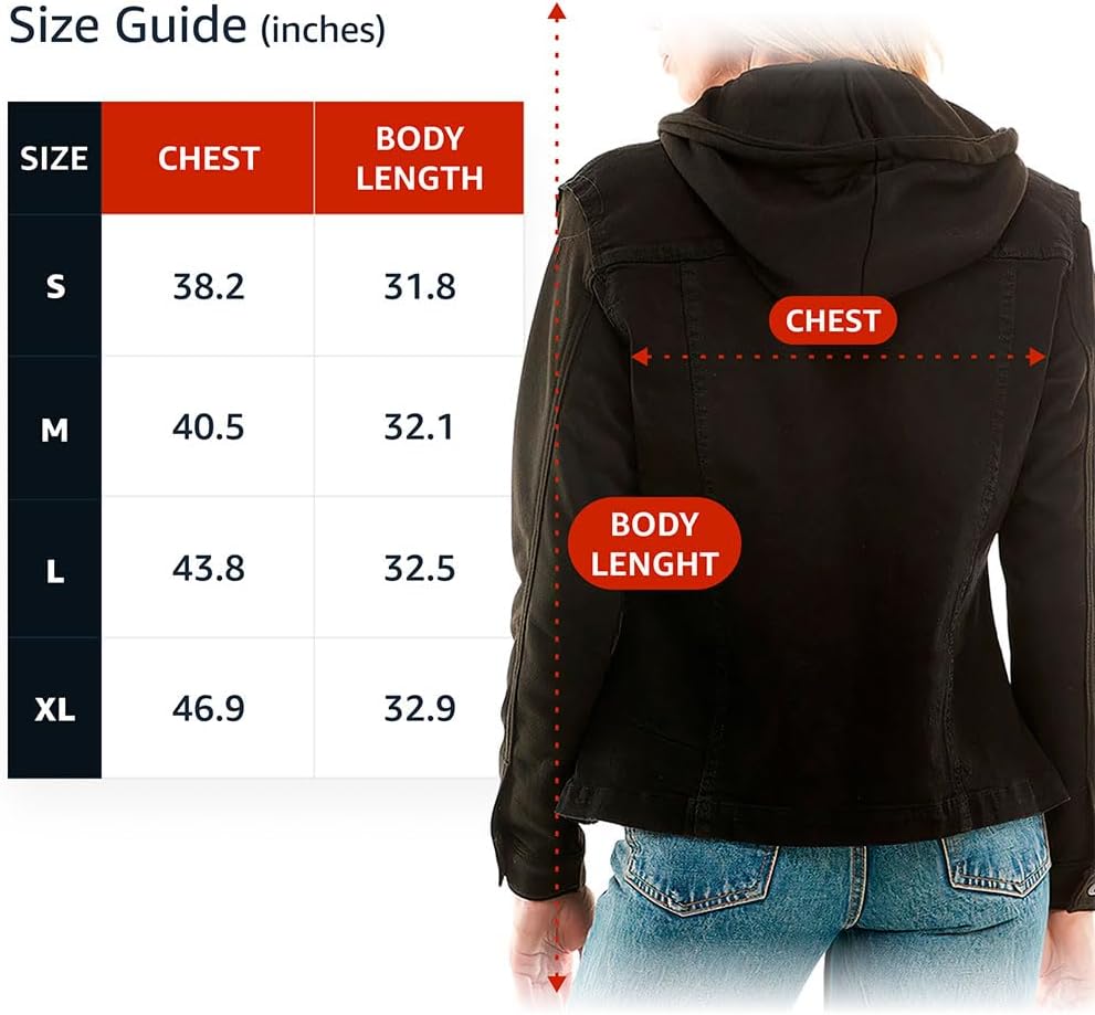 Amazing Ladies' Denim Jacket with Fleece Hoodie - Presents for Women - Fashion Women Clothing - Dark Washed, XL - Image 4