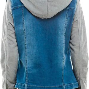 Amazing Ladies' Denim Jacket with Fleece Hoodie - Presents for Women - Fashion Women Clothing - Light Washed, S