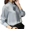 Autumn Casual Chiffon Vneck Lantern Sleeve Fashion Blouses Clothes