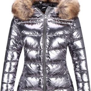 Bellivera Womens Lightweight Puffer Jacket, Winter Coats for Women Warm Quilted Bubble Padded Hood Coat with Faux Fur Collar
