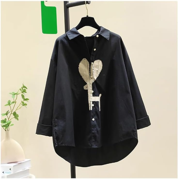 Black Shirt for Women Spring Clothes Loose Casual Temperament top - Image 2