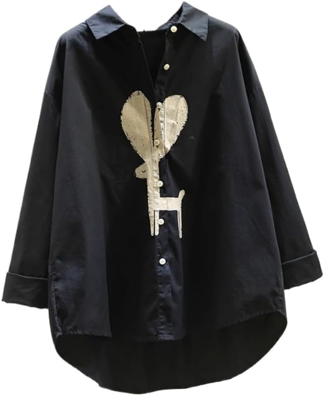 Black Shirt for Women Spring Clothes Loose Casual Temperament top - Image 13