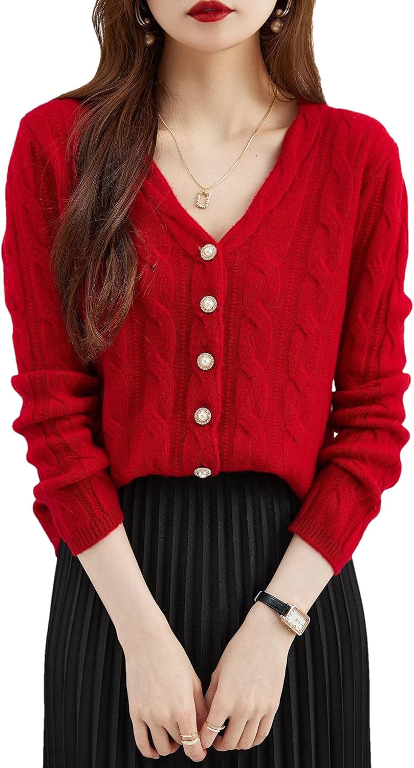 Cardigans for Women's Sweater Cardigan Autunm Winter V Neck Vintage Soft Long Sleeve Knit Sweaters Clothing - Image 12