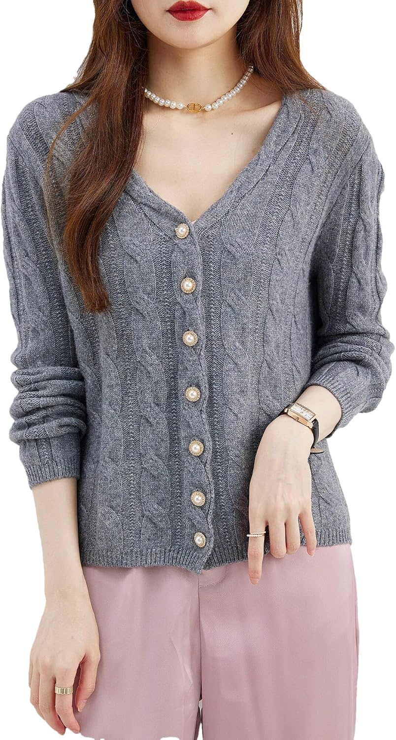 Cardigans for Women's Sweater Cardigan Autunm Winter V Neck Vintage Soft Long Sleeve Knit Sweaters Clothing - Image 9