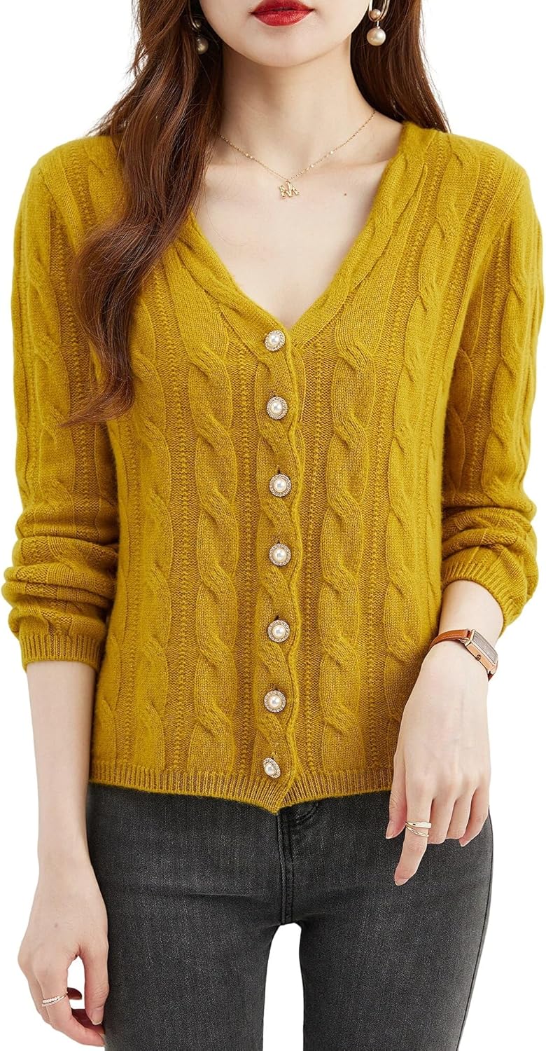 Cardigans for Women's Sweater Cardigan Autunm Winter V Neck Vintage Soft Long Sleeve Knit Sweaters Clothing - Image 2