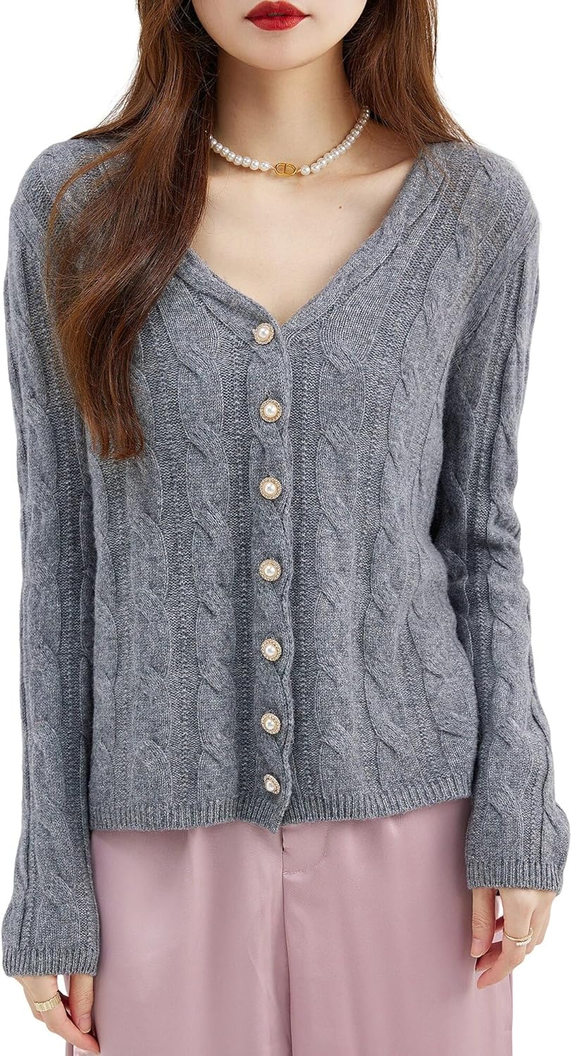 Cardigans for Women's Sweater Cardigan Autunm Winter V Neck Vintage Soft Long Sleeve Knit Sweaters Clothing - Image 4