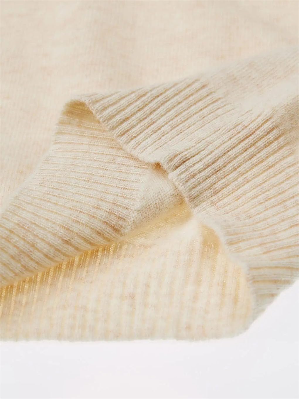 Cashmere Sweater Women Clothing Warm Top Knitted V-Neck Pullover Women Sweater Business Work Creamy-White M - Image 6