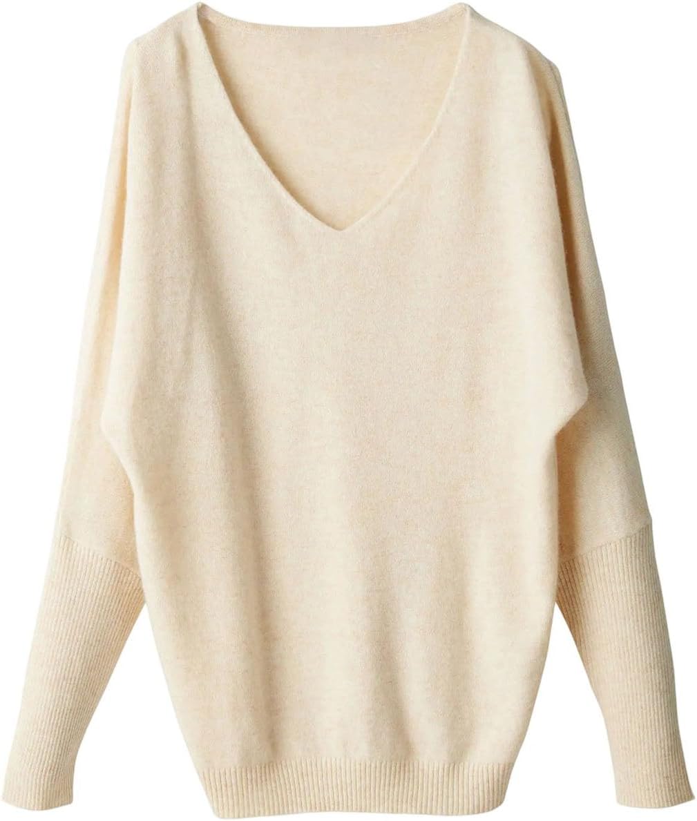 Cashmere Sweater Women Clothing Warm Top Knitted V-Neck Pullover Women Sweater Business Work Creamy-White M