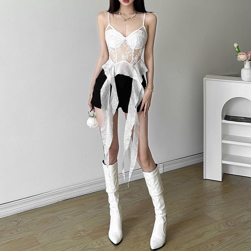 CGTENBS Women's Lace Slimming Vest Street Fashion Halter Sexy Backless Tank Tops Female Wrap Clothing(OneColor,M) - Image 3