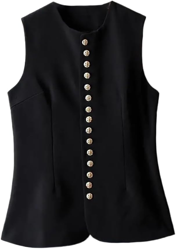 ChenKongHai Sleeveless Jackets Women Autumn - -button Woman Vest Slim Winter Female Clothing