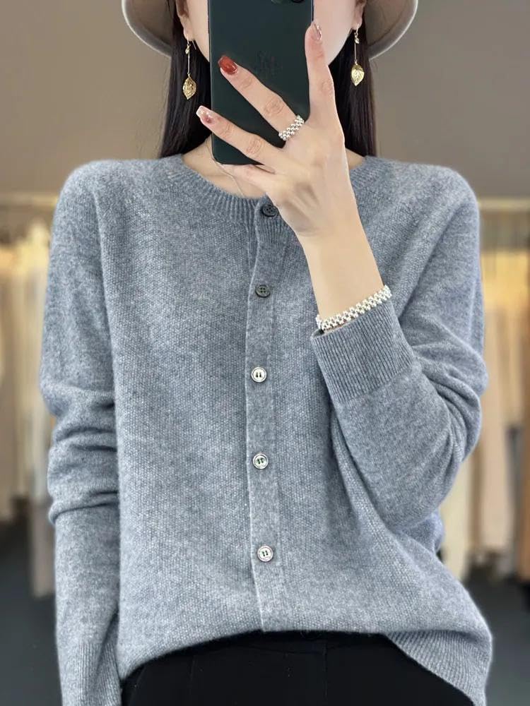 Chic Autumn Winter Women\u2018 -Neck Grace Cardigan Sweater Female Clothing Basic - Image 5