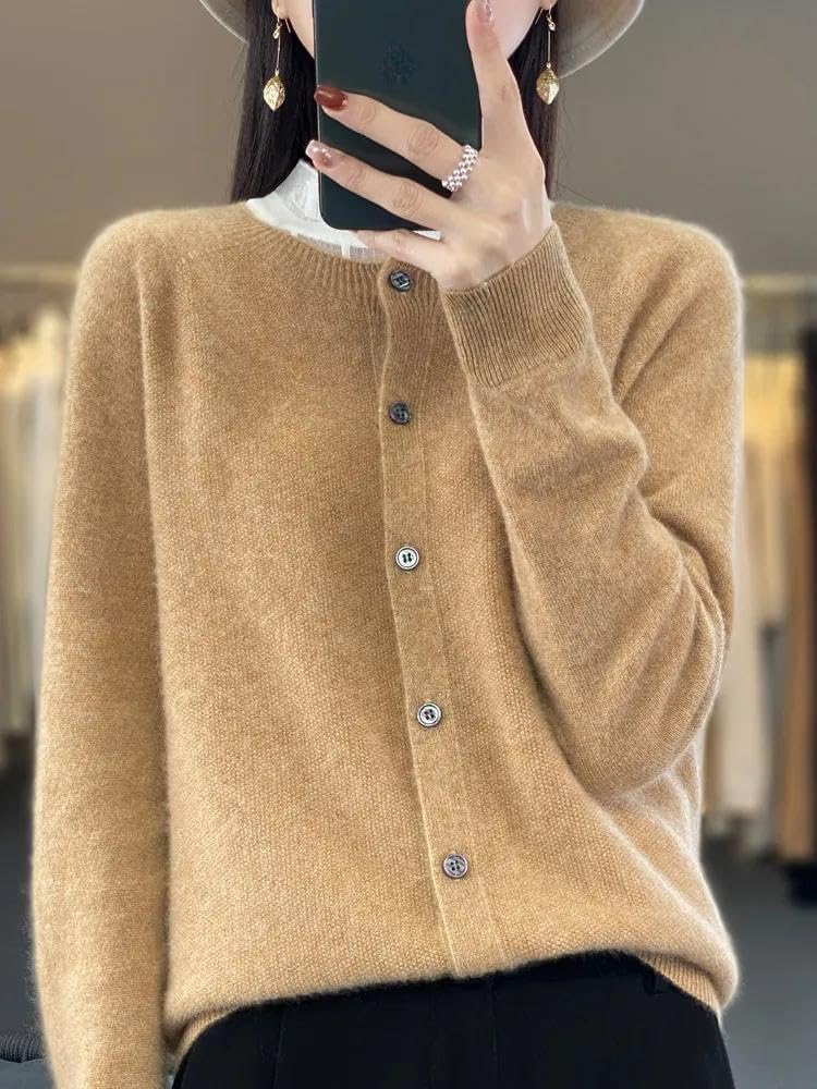 Chic Autumn Winter Women\u2018 -Neck Grace Cardigan Sweater Female Clothing Basic - Image 3