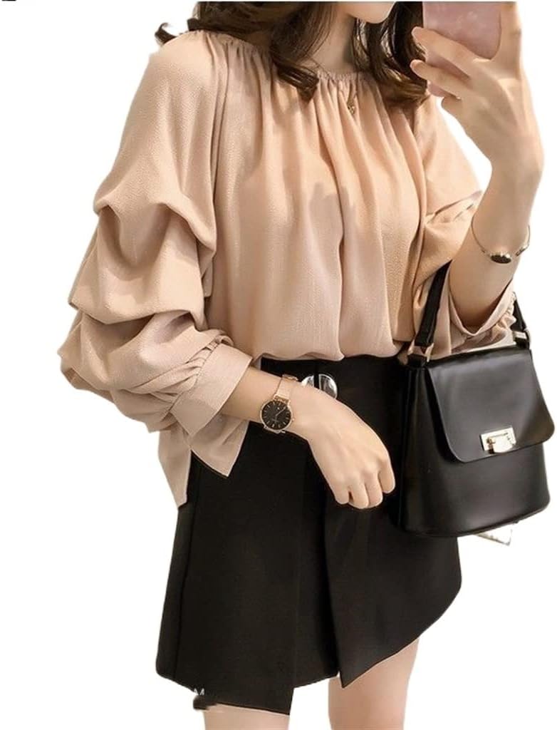 Chiffon Slash Neck Women Shirt SleeveLoose Spring Autumn Intellectual Women's Clothing