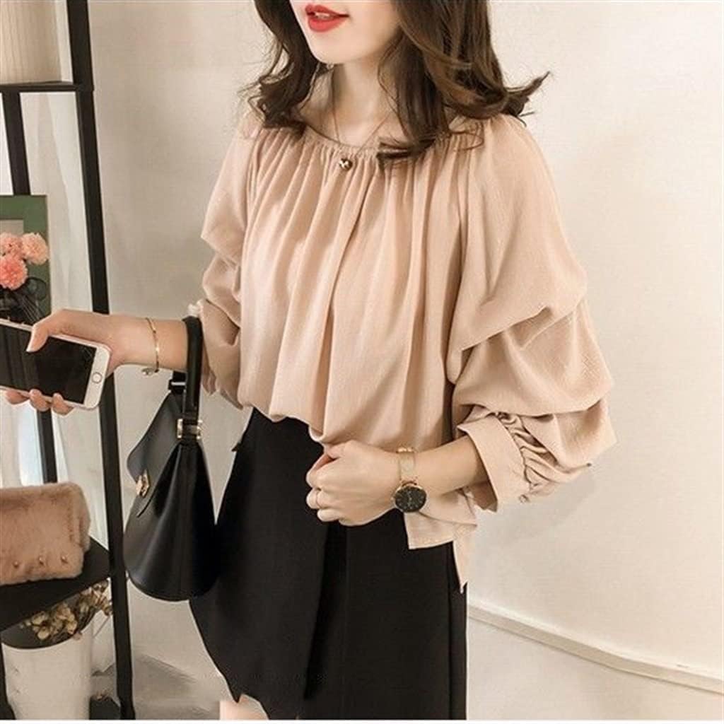Chiffon Slash Neck Women Shirt SleeveLoose Spring Autumn Intellectual Women's Clothing - Image 3
