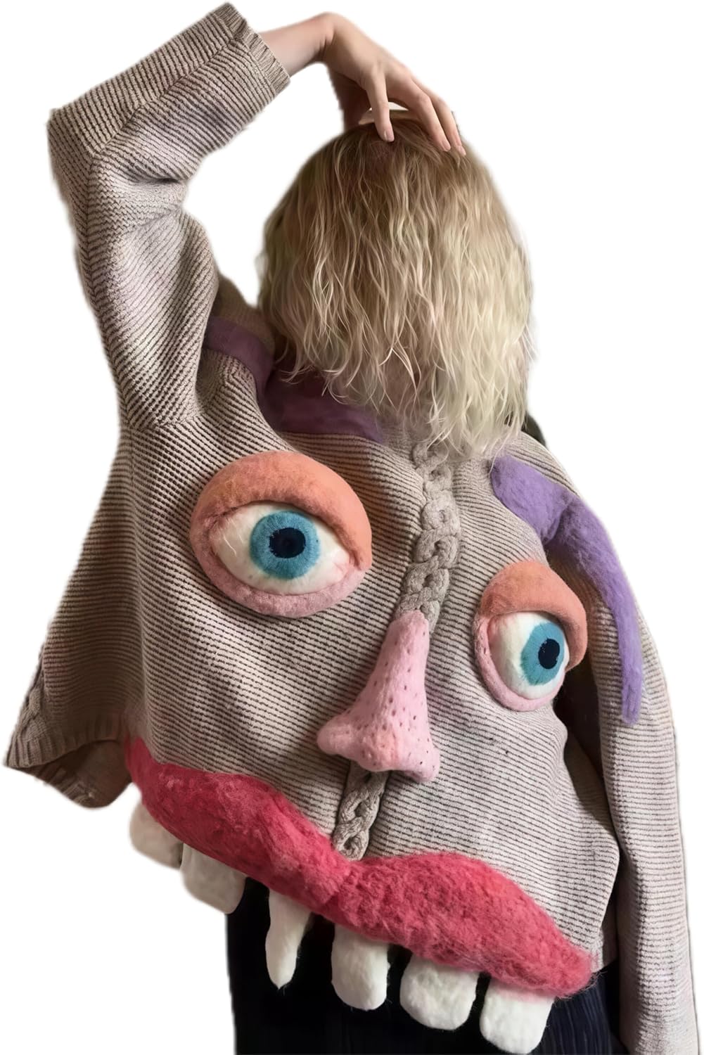 Christmas Funny Women's Long Sleeved Loose Sweaters, Knitted Sweaters, Autumn and Winter Clothing, Holiday Clothing, L Size Women's Clothing, Modern Women's Fashion Clothing Brown