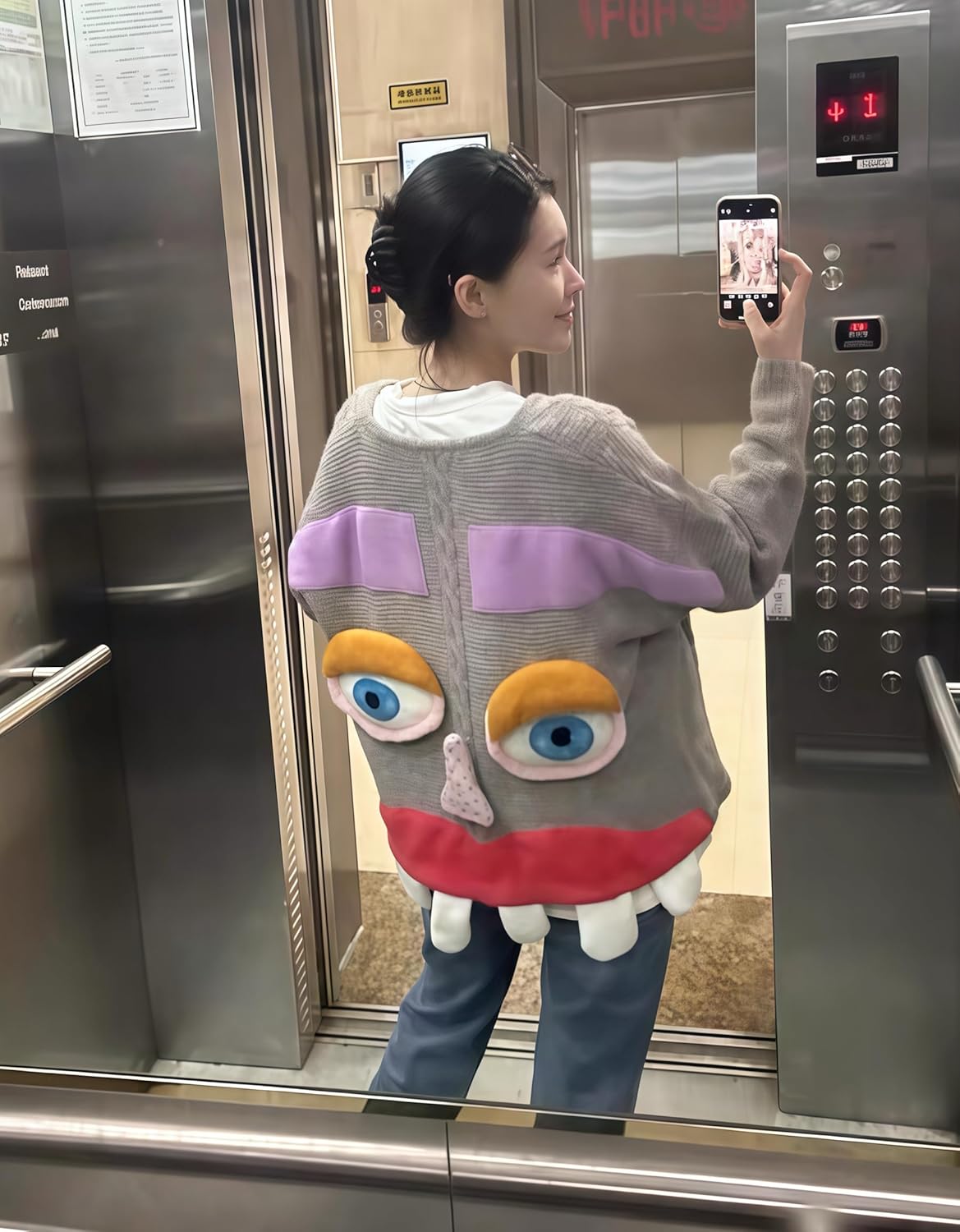 Christmas Funny Women's Long Sleeved Loose Sweaters, Knitted Sweaters, Autumn and Winter Clothing, Holiday Clothing, L Size Women's Clothing, Modern Women's Fashion Clothing Brown - Image 8