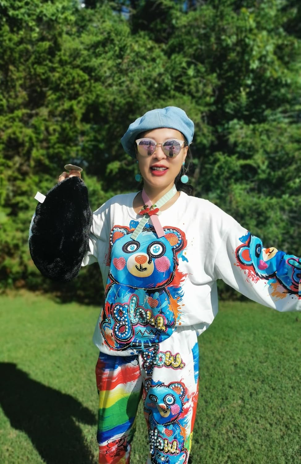 Diamond Pearls Blue Panda Rainbow Outfit for Adults - Dazzle with Good Fortune! - Image 9