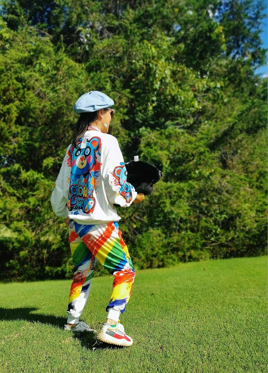 Diamond Pearls Blue Panda Rainbow Outfit for Adults - Dazzle with Good Fortune! - Image 5