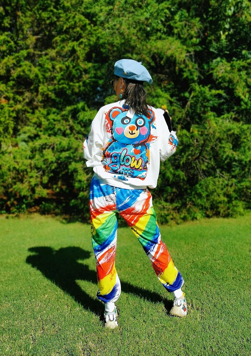 Diamond Pearls Blue Panda Rainbow Outfit for Adults - Dazzle with Good Fortune! - Image 4