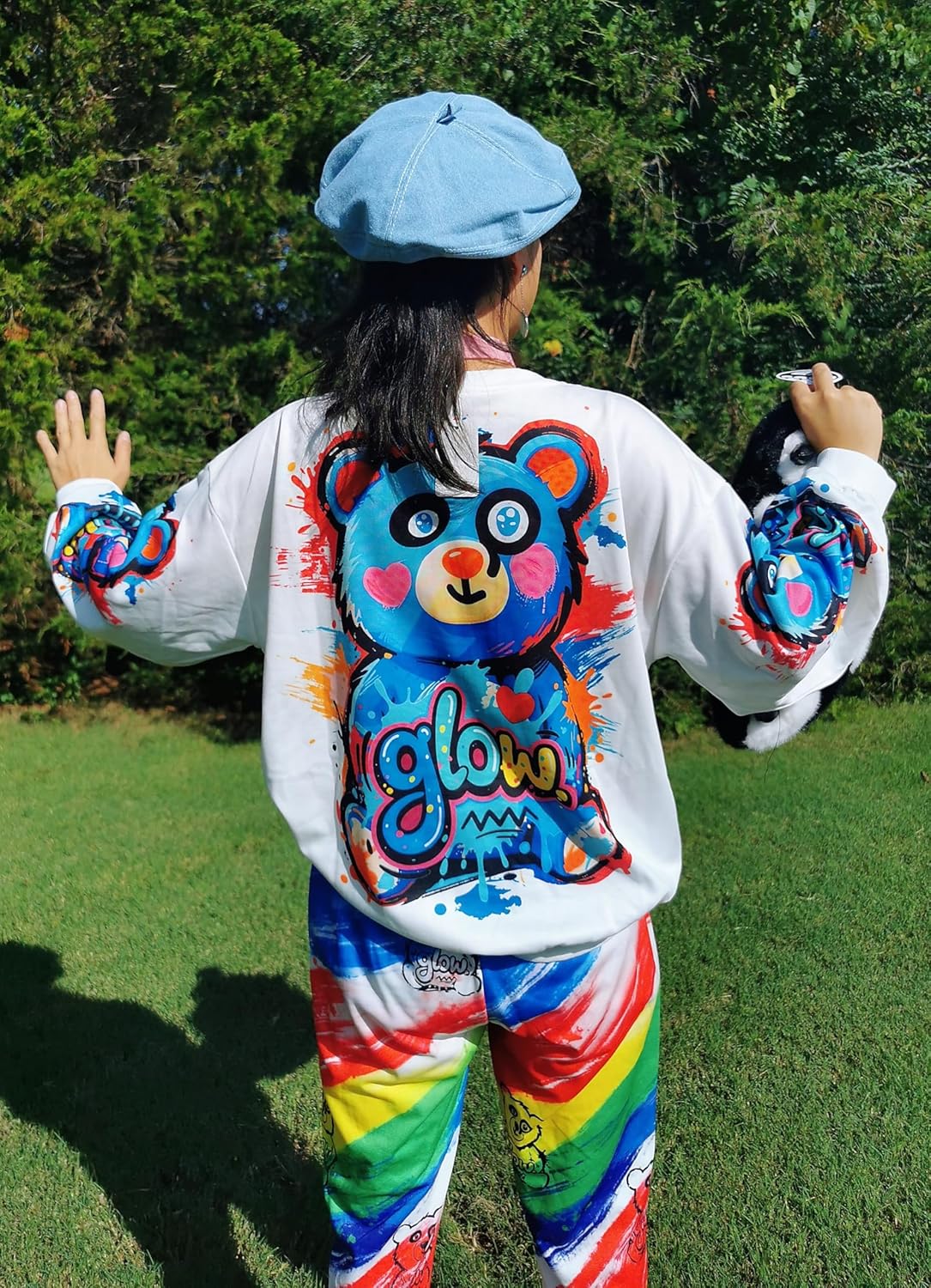Diamond Pearls Blue Panda Rainbow Outfit for Adults - Dazzle with Good Fortune! - Image 6