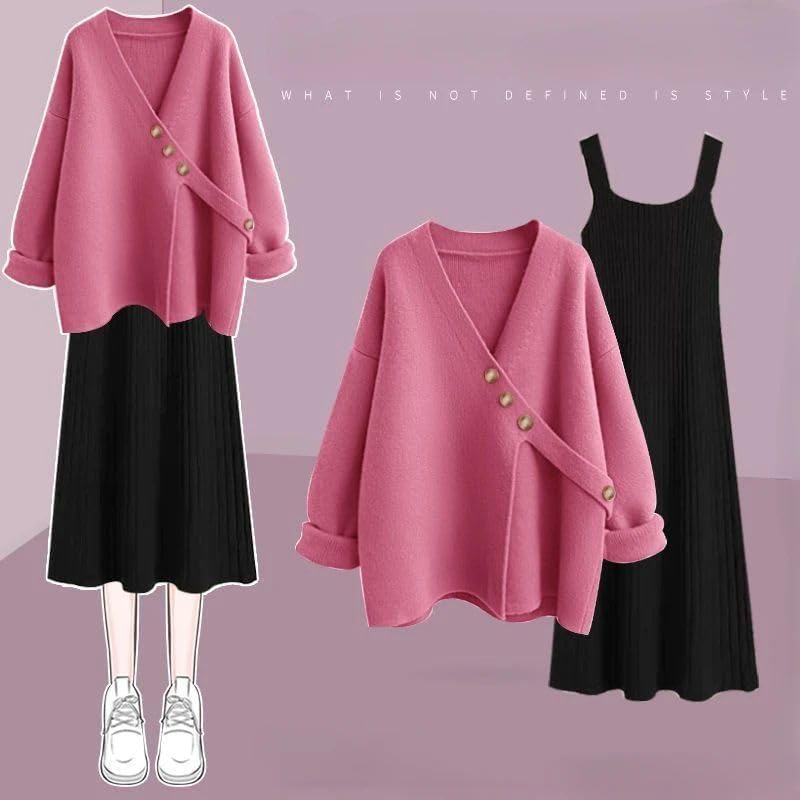 Dresses for Women Autumn Winter Loose Knit Sweater Dress Womens Clothing Cardigan Dress - Image 4