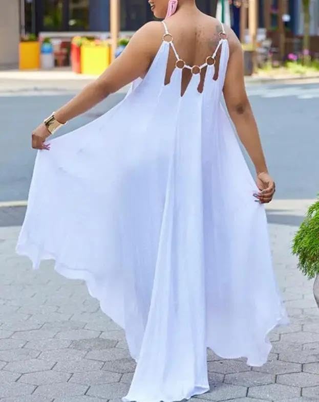 Elegant Dresses Cutout -Ring Decor Asymmetrical Casual Fashion Summer Female Clothing Outfits - Image 4