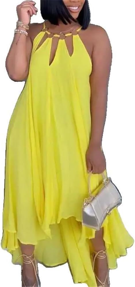 Elegant Dresses Cutout -Ring Decor Asymmetrical Casual Fashion Summer Female Clothing Outfits - Image 9