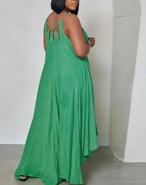 Elegant Dresses Cutout -Ring Decor Asymmetrical Casual Fashion Summer Female Clothing Outfits - Image 5