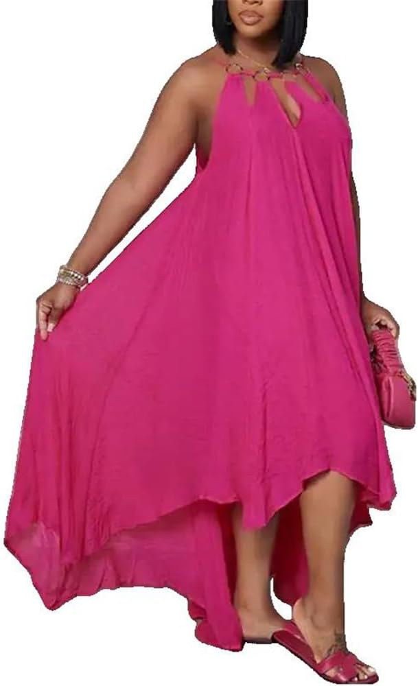 Elegant Dresses Cutout -Ring Decor Asymmetrical Casual Fashion Summer Female Clothing Outfits