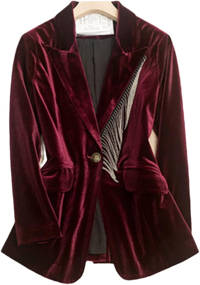 Fashion Gold Velour Casual Blazer Suit Women's Clothing Thin Professional Spring Autumn Blazers Suit Jackets