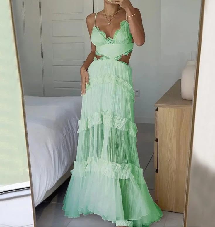 Fashion Summer Casual Sexy Dresses Elegant Strap Lace Perforated Female Clothing Outfits - Image 2