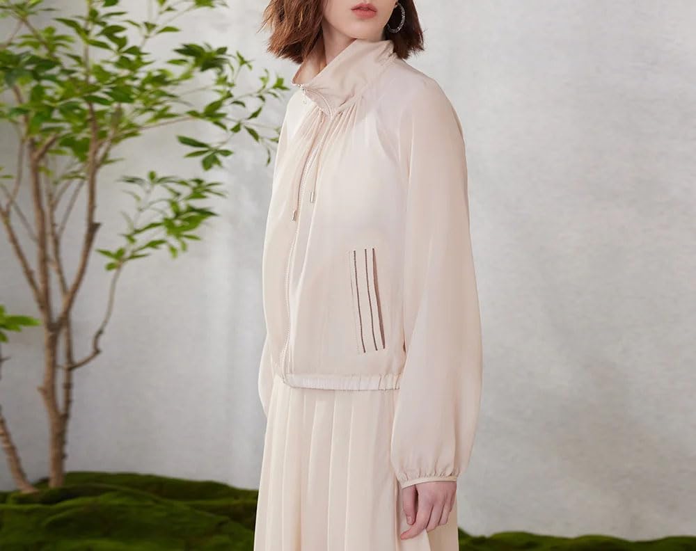 Fashion Women Outwear Acetate Silk Hoodie Zipper Loose Fit Clothing - Image 7