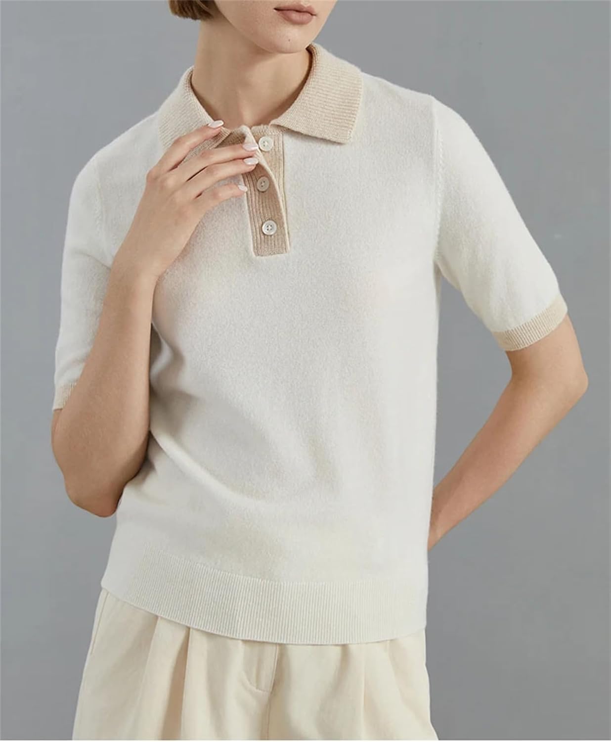 Fashion Women's Clothing Cashmere Turn-Down Collar Pullover Knitted Sweater - Image 5