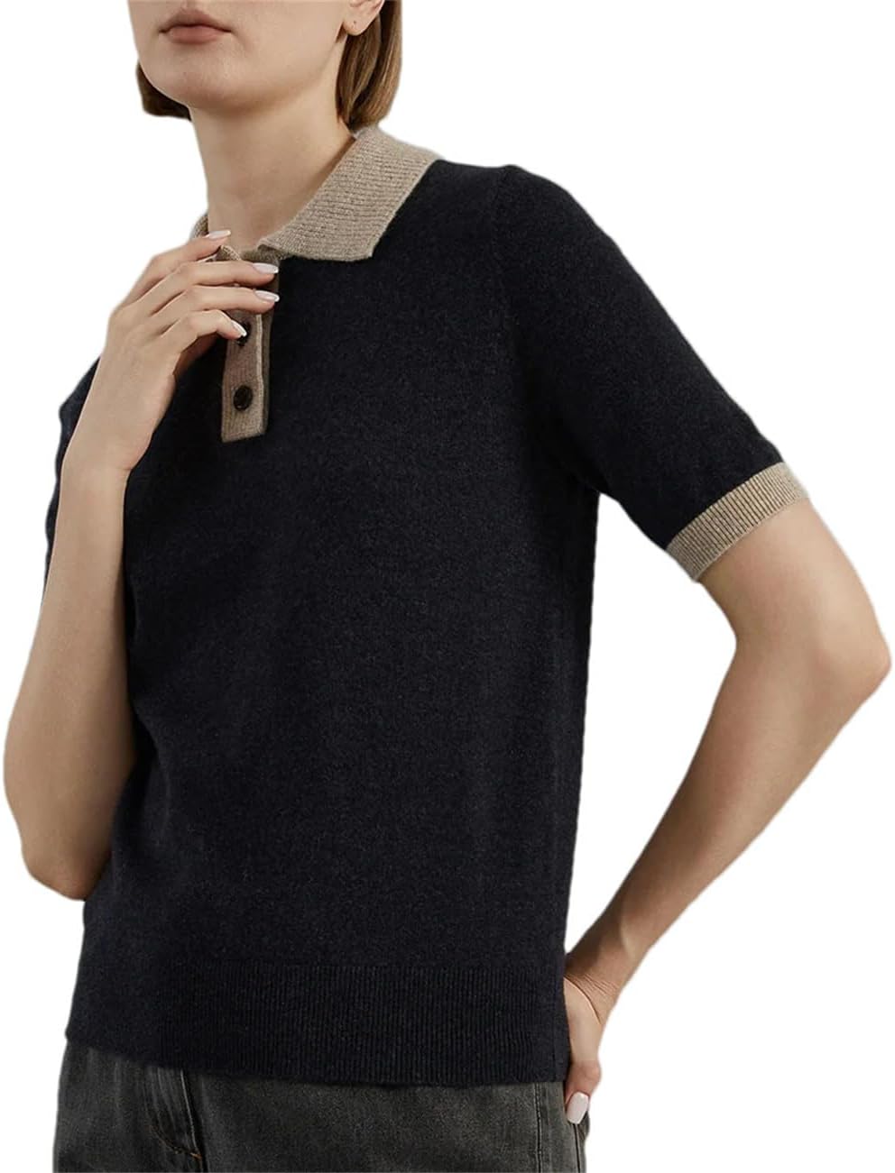 Fashion Women's Clothing Cashmere Turn-Down Collar Pullover Knitted Sweater