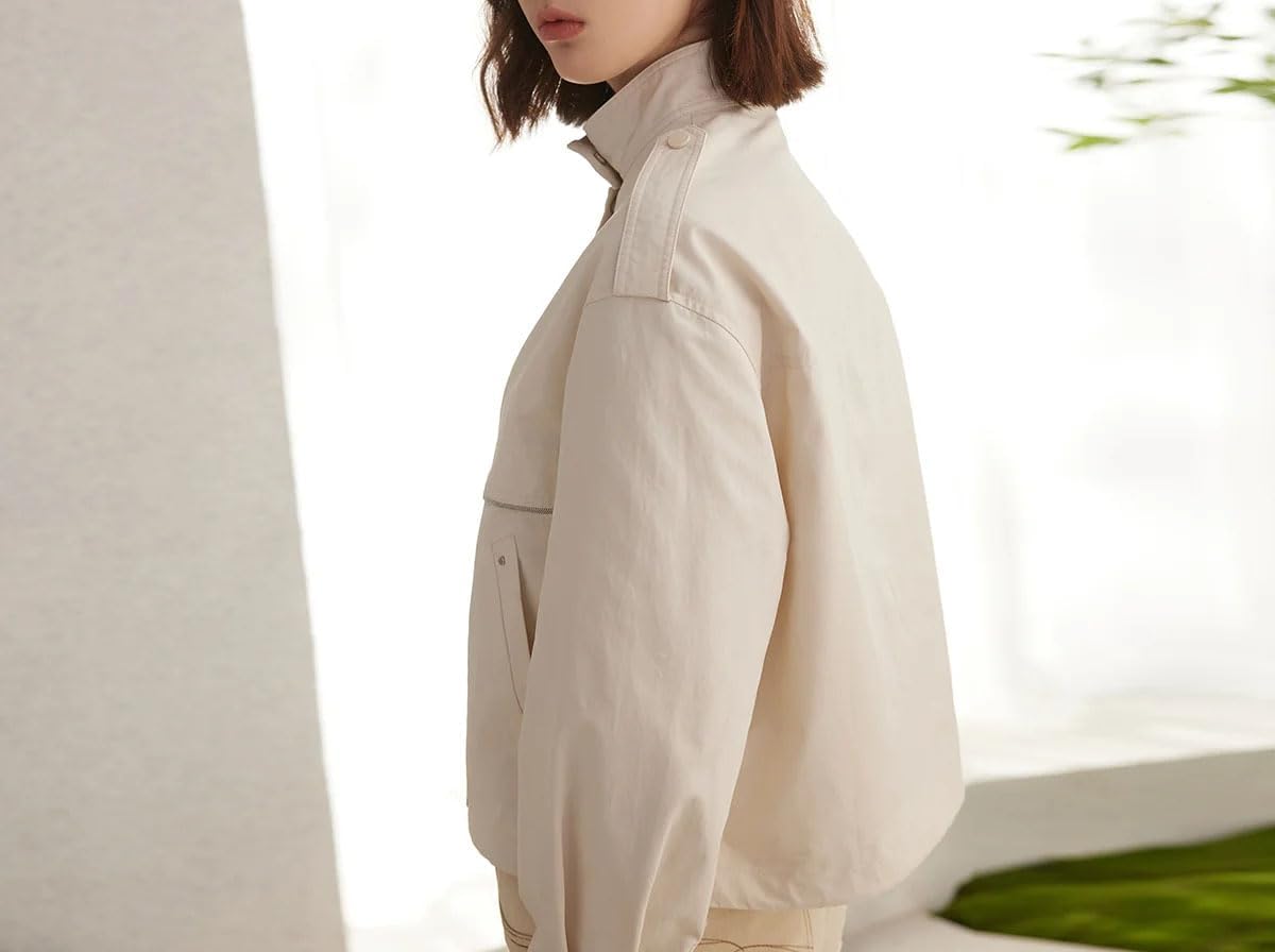 Fashion Womens Clothing Spring Autumn Stand Ladies Clothes Long Sleeved Cotton Coats - Image 2