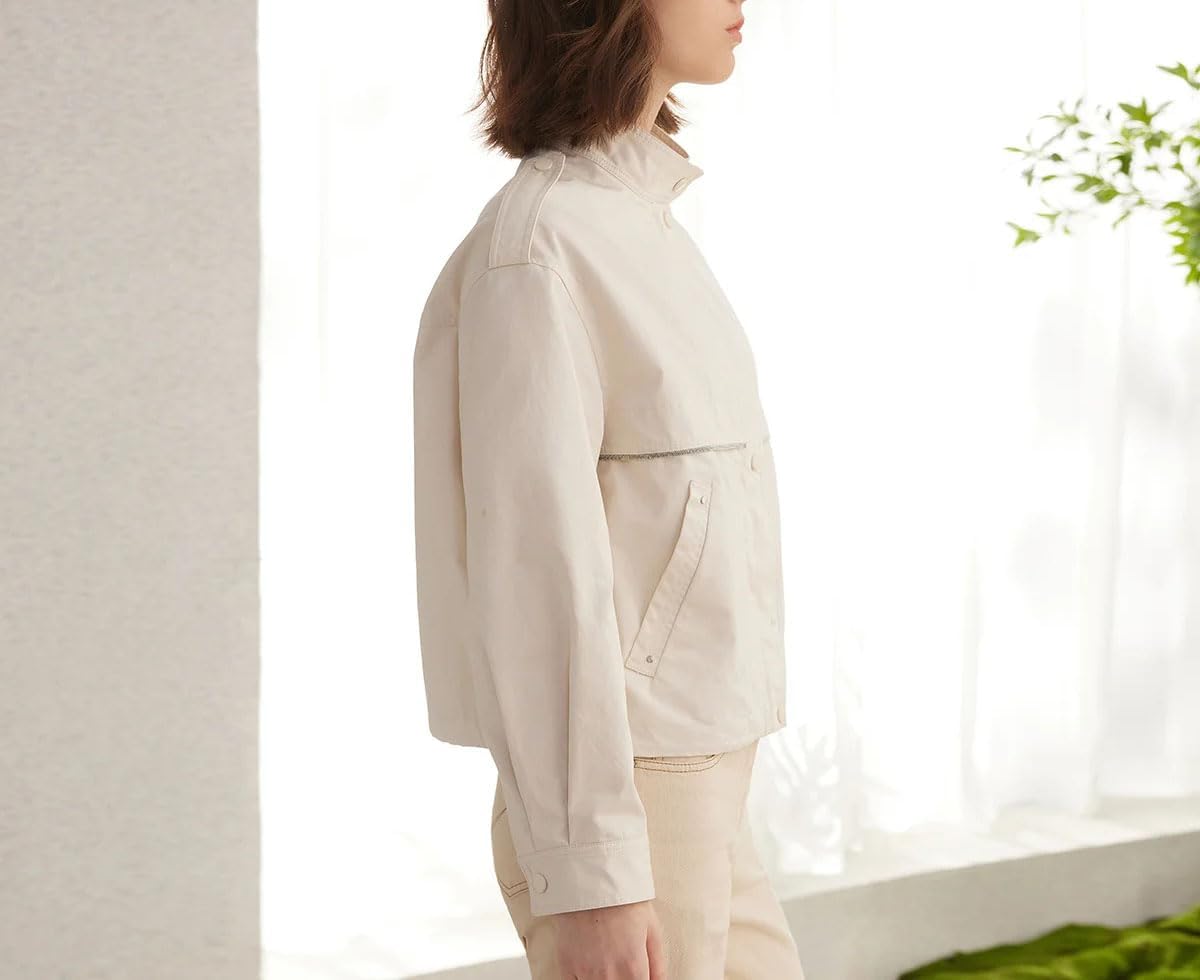 Fashion Womens Clothing Spring Autumn Stand Ladies Clothes Long Sleeved Cotton Coats - Image 3