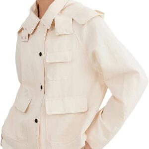 Fashion Women's Clothing With Chain Decoration Spring Cotton Linen Hooded Jacket