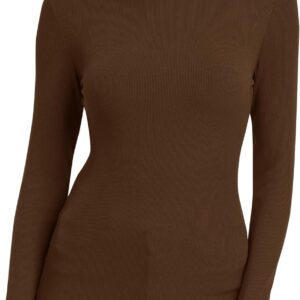 GEMBERA Womens Long Sleeve Turtle Neck Basic Slim Fitted Ribbed Knit Tops Thermal Shirts