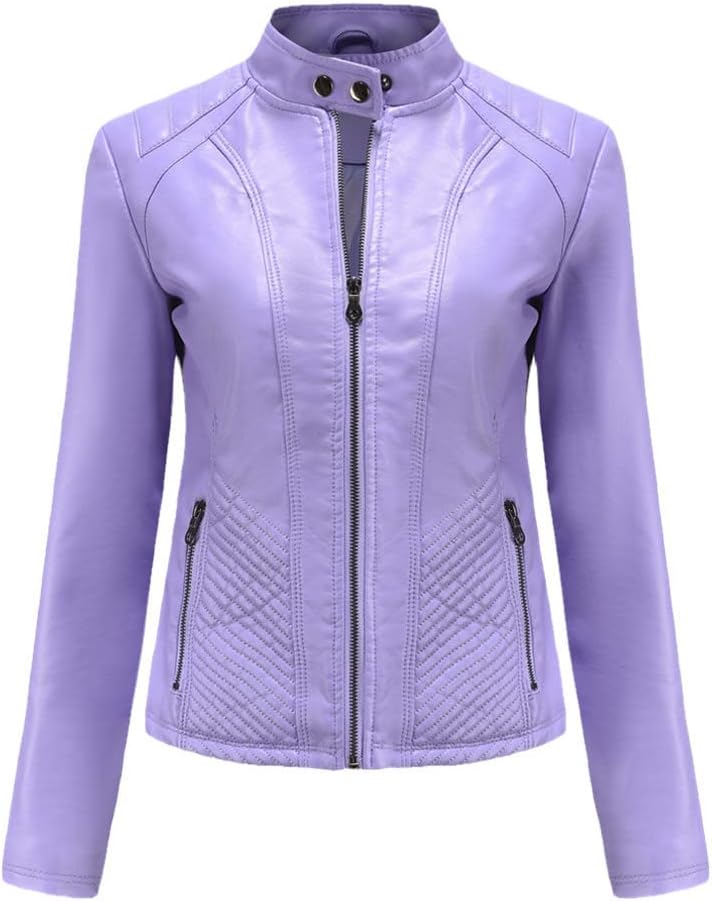 Jegsnoe Women Faux Pu Leather Jackets Autumn Fashion Zipper Pocket Outerwear Slim Biker Jacket Sexy Womens Clothing - Image 5