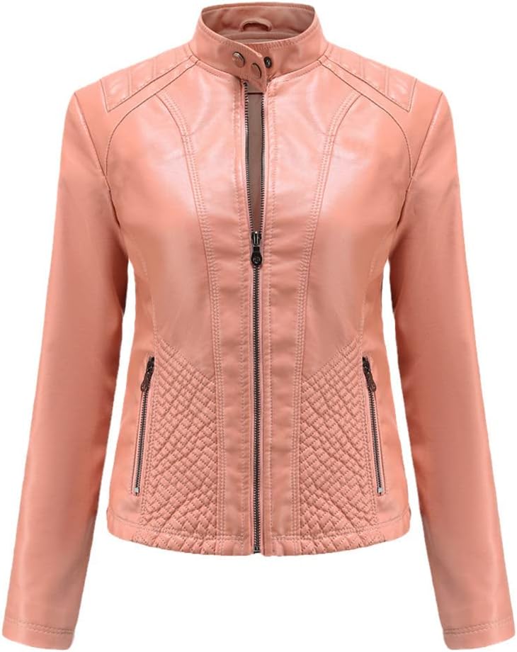 Jegsnoe Women Faux Pu Leather Jackets Autumn Fashion Zipper Pocket Outerwear Slim Biker Jacket Sexy Womens Clothing - Image 7