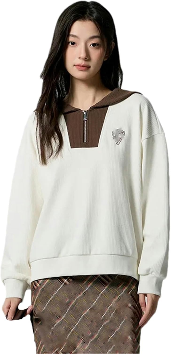 JOHAFXC Sweatshirt Women Lapel Clothing Loose Dropped Shoulder Winter Tops - Image 7