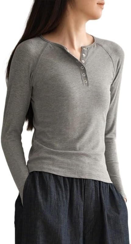 JSEIAJB Women's Slim-fit Base Shirt Long Sleeve T-Shirt O Collar Top Spring and Autumn Clothing - Image 2