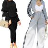 KANSOON Womens Sweatsuits 2 Piece Set High Waisted Sweatpants Fall Fashion Winter Clothes X-Large
