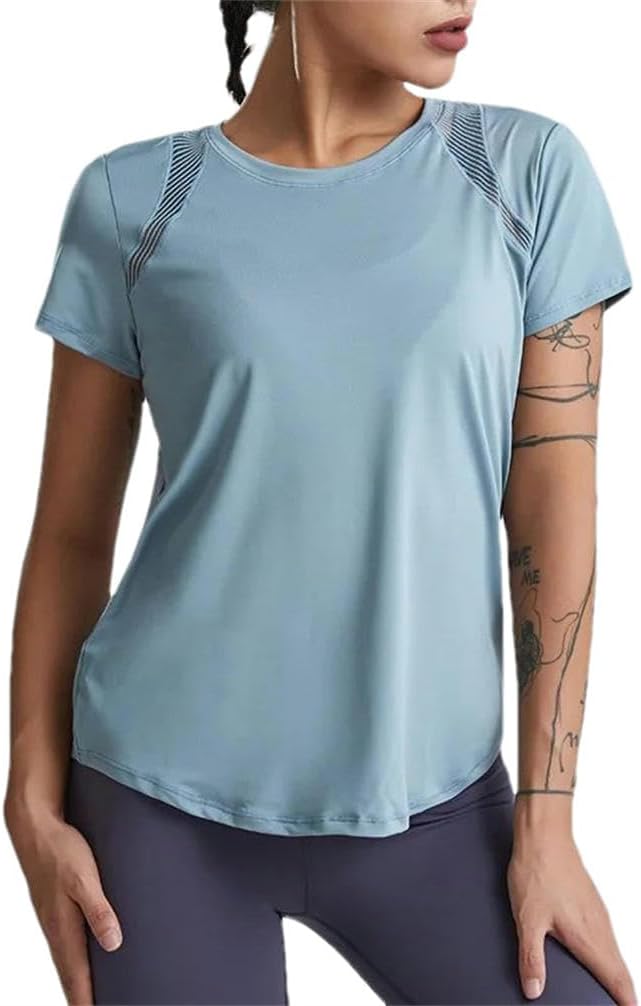 Loose Clothes Tops Short-Sleeved Running Quick-Drying Clothes T-Shirts Short Sports Hollow Fitness Clothes Women's Blouses