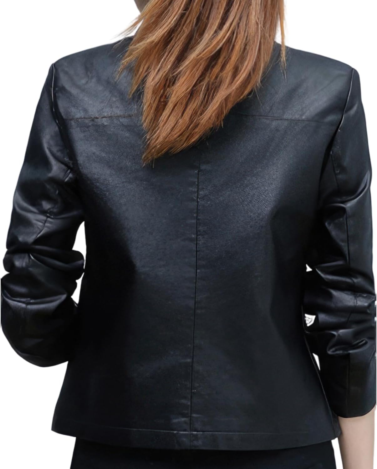MARKHORN Women\u2019s Black Real Sheepskin Leather Shirt Collar Moto Café Racer Sporty Fashion Clothing Chic Slim Fit Jacket - Image 5