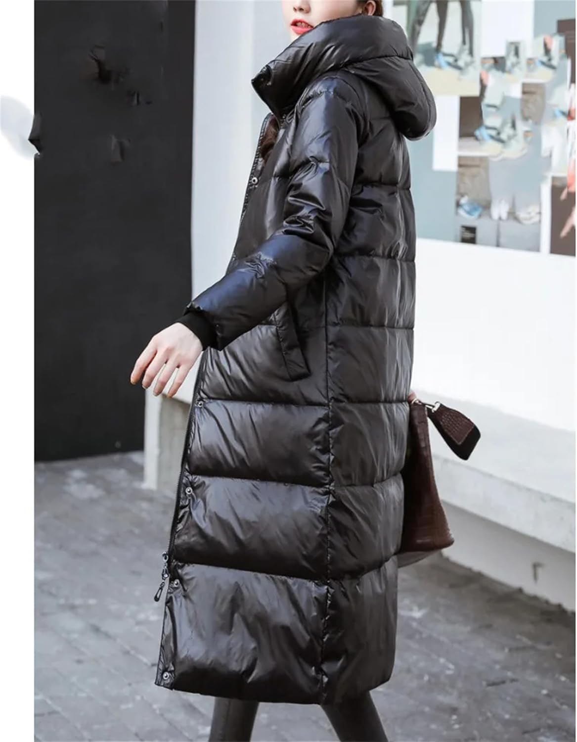 Mnjyihy Winter Autumn Women's Fashion Down Jackets Clothing Parkas Slim Hooded Warm Coats Black Overcoats - Image 3