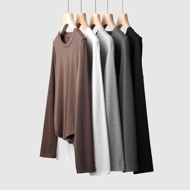 MVUYO Spring and Autumn Clothing Comfortable Easy to Wear Women's Long Sleeve Base Shirt O Neck Short - Image 4