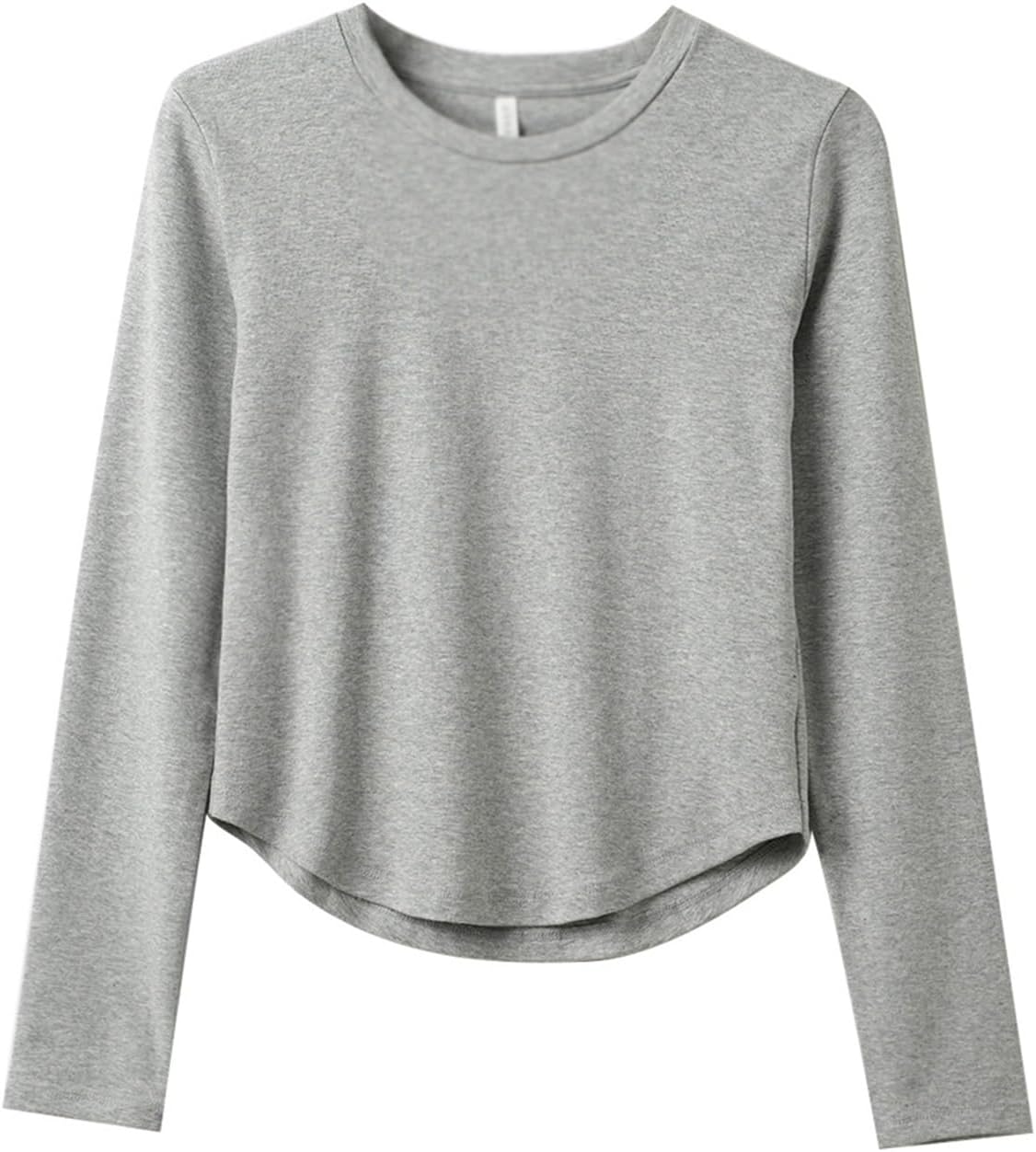 MVUYO Spring and Autumn Clothing Comfortable Easy to Wear Women's Long Sleeve Base Shirt O Neck Short